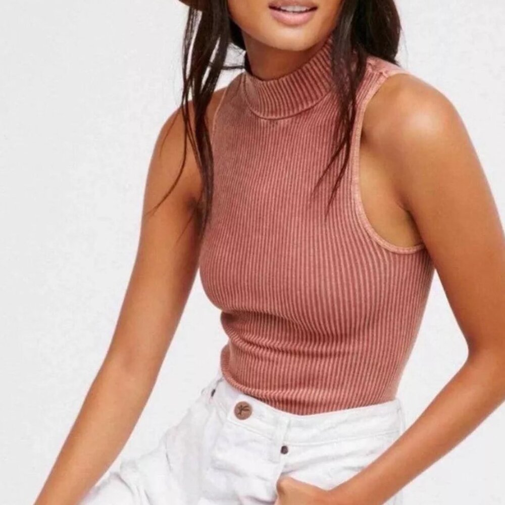 Free People Intimately Ribbed Sleeveless Mock Turtleneck